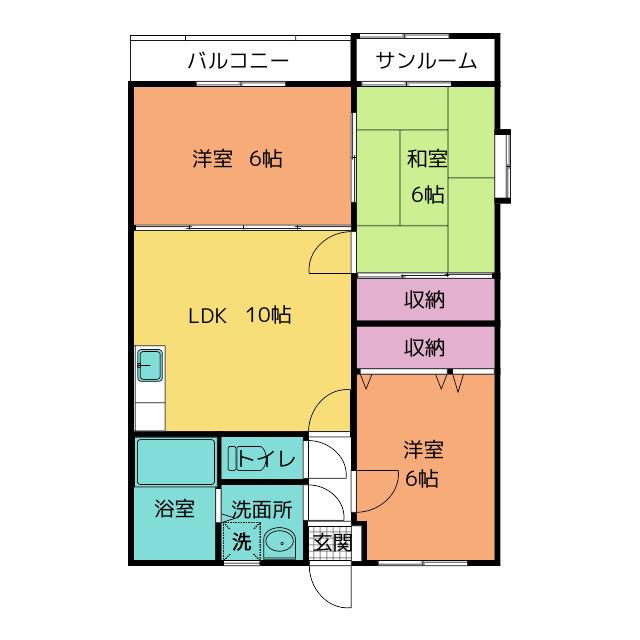 ファミールひらい(3LDK/2階)の間取り写真