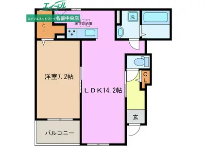 シャルム(1LDK/1階)の間取り写真