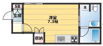 アウローラコート(ワンルーム/1階)の間取り写真
