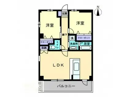 フィネス多賀II(2LDK/1階)の間取り写真