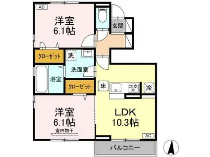 アルセフィナ(2LDK/1階)の間取り写真