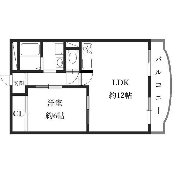 ダイヤマンション(1LDK/4階)の間取り写真