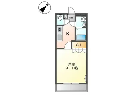 ウオッカ(1K/2階)の間取り写真