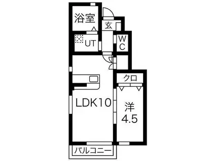 BEVERLY HILLSB棟(1LDK/1階)の間取り写真