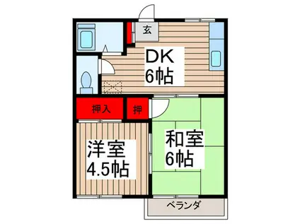 細田コーポ(2DK/2階)の間取り写真