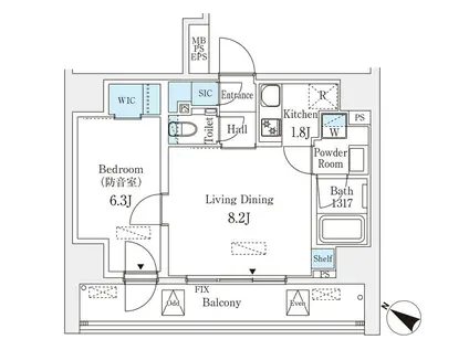 フィシオ飯田橋(1LDK/3階)の間取り写真