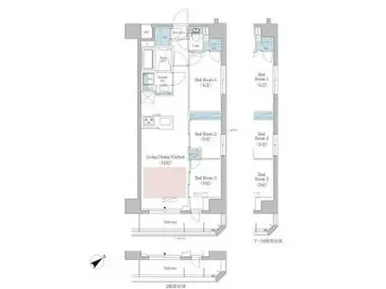 アーバネックス早稲田(3LDK/3階)の間取り写真