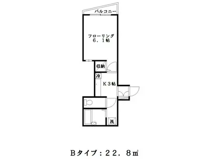 ウエルス東照宮(1K/2階)の間取り写真