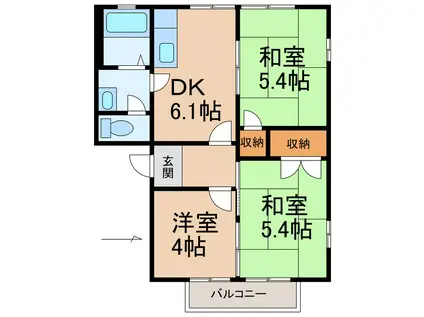 ディアスノバク(3DK/2階)の間取り写真