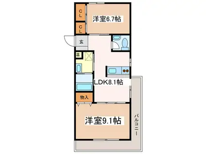 マンション チュラレ(2LDK/3階)の間取り写真
