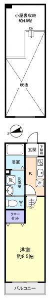 SパレスIV(1K/1階)の間取り写真