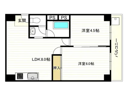 コーポラス翌檜(2LDK/1階)の間取り写真