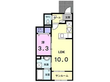 ルーベル 立花 II(1LDK/1階)の間取り写真