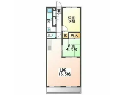 フォブール高松南 B棟(2LDK/2階)の間取り写真