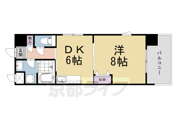 ALBA烏丸御池(1DK/4階)の間取り写真