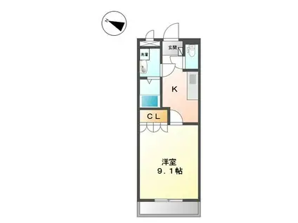 シンフォニー田園(1K/1階)の間取り写真