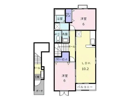 サンリットスクエアB(2LDK/2階)の間取り写真