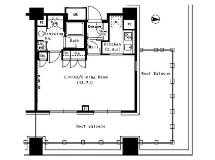 パークアクシス浜松町(1K/11階)の間取り写真