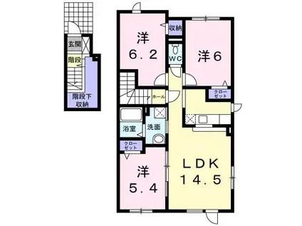 ＪＲ函館本線 旭川駅 バス乗車時間：19分 最寄りバス停で下車 徒歩3分 2階建 築16年(3LDK/2階)の間取り写真