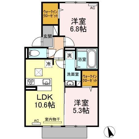 レガード中央(2LDK/2階)の間取り写真