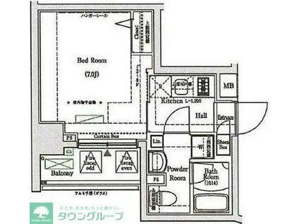 ラフィスタ金町(1K/2階)の間取り写真