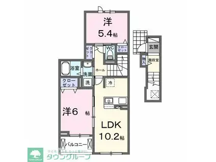 モーヴソレイユ(2LDK/2階)の間取り写真