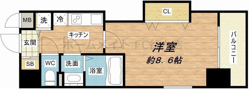 LUXE玉造II(1K/3階)の間取り写真