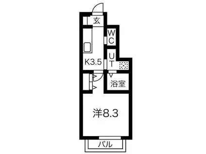 ヴィラ セレッソB棟(1K/1階)の間取り写真