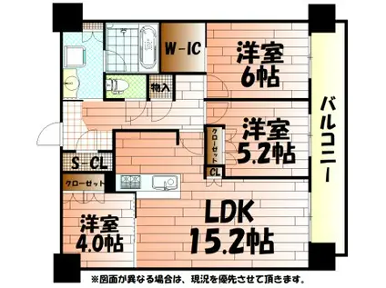 ザ・サンパーク小倉駅タワーレジデンス(3LDK/4階)の間取り写真