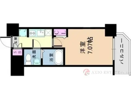 アリビオ江坂南金田(1K/7階)の間取り写真