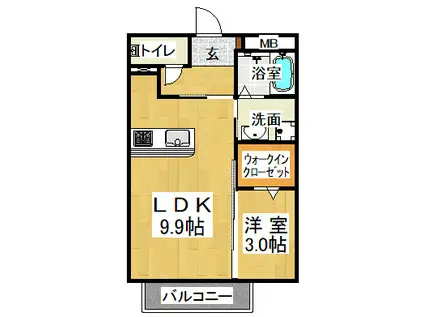 カーサヴィオーラ(1LDK/2階)の間取り写真