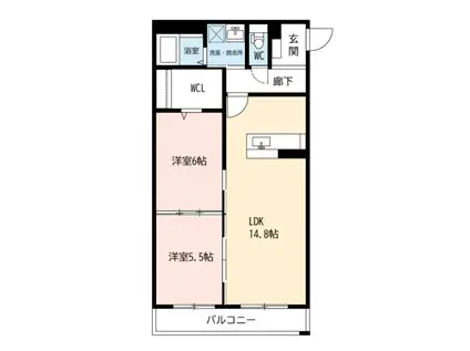 フロイデ(2LDK/2階)の間取り写真