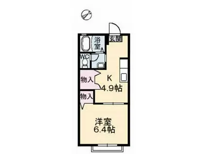 ディアスKIKI A棟(1DK/1階)の間取り写真