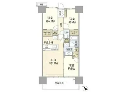 グランセンス吉川美南ステーションコート(3LDK/8階)の間取り写真