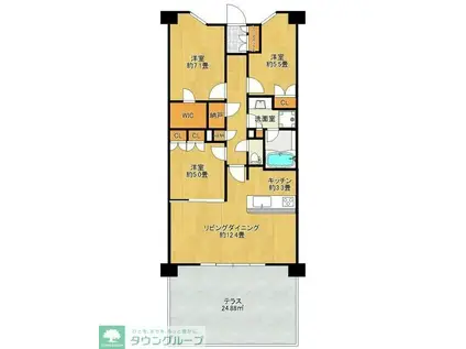 ザ・パークハウス追浜 オーシャンフォート(3SLDK/1階)の間取り写真