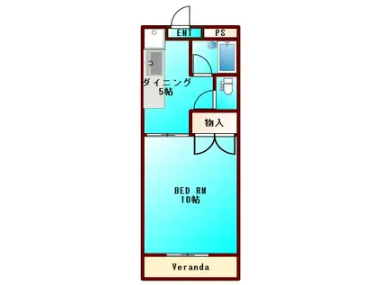 エレガンスポアソン(1DK/2階)の間取り写真