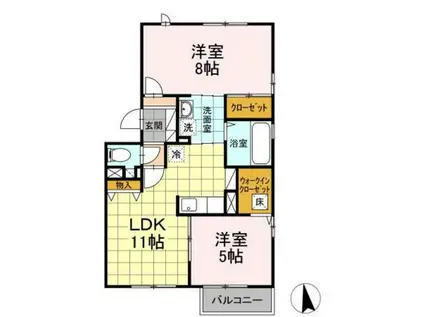 KIMIKO C棟(2LDK/1階)の間取り写真