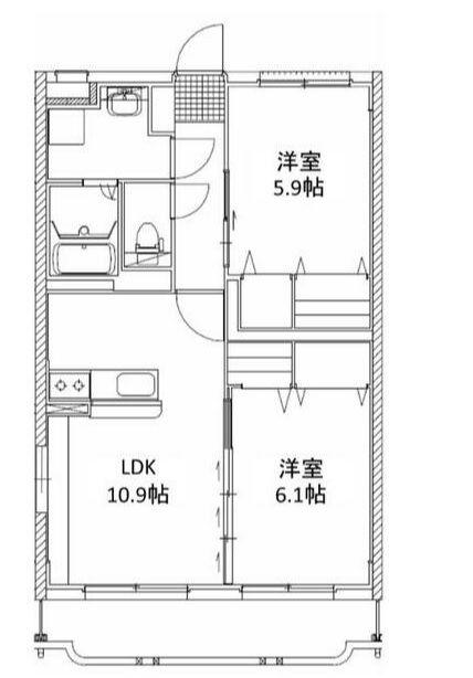 はなみずきI番館(2LDK/2階)の間取り写真