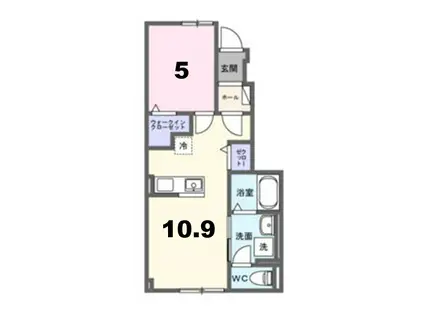 メゾン アンソレイエII(1LDK/1階)の間取り写真