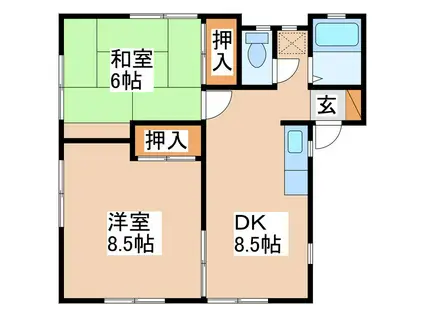 コーポ梨の木B(2DK/1階)の間取り写真