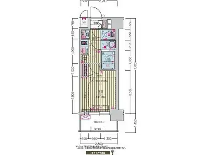 プレサンス千種駅前レガート(1K/8階)の間取り写真