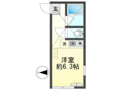 ユナイト菊名テルミドール(ワンルーム/2階)の間取り写真
