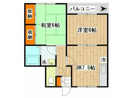 メゾンアゼリア(2DK/2階)の間取り写真