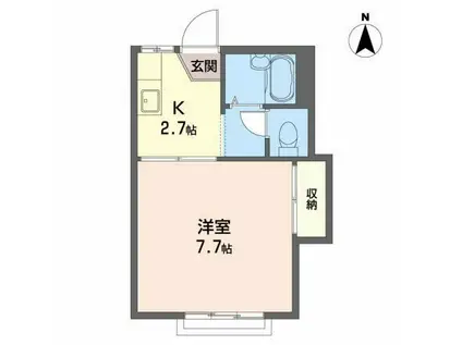 カーム・クウォーターB(1K/2階)の間取り写真