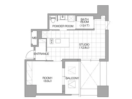 リバーサイドタワー中之島(1LDK/13階)の間取り写真