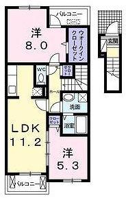 メゾンなでしこ(2LDK/2階)の間取り写真