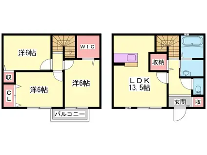 ヴェルドミール(3LDK/1階)の間取り写真