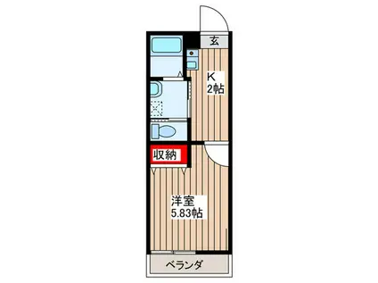 ロワジール新河岸(1K/2階)の間取り写真