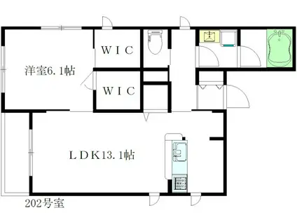 ALFLAT高円寺(1LDK/2階)の間取り写真