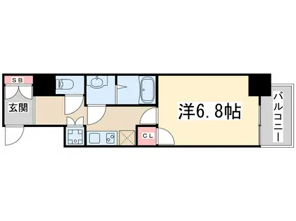 レジュールアッシュプレミアムツインーⅡ(1K/2階)の間取り写真